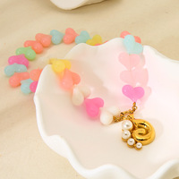 Collier bohème multicolore avec perles en forme de cœur, pendentif plaqué or N830