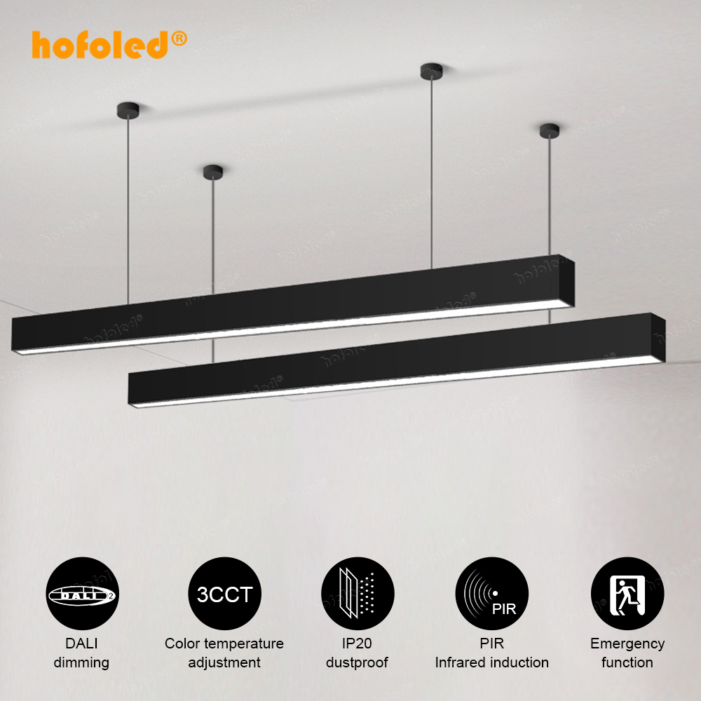 4FT 5FT 8FT OEM/ODM DIP Switch Aluminum Profile LED Strip Lamp Suspended Batten Anti-Glare Office Chandelier Long Linear Light