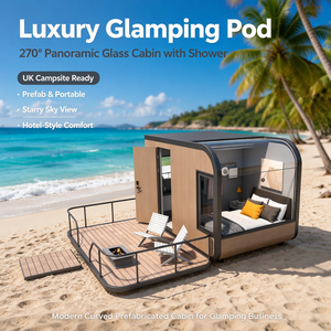 Casa Vacacional Prefabricada <span class=keywords><strong>de</strong></span> 20 pies, Cabaña Cápsula con Baño en Suite, Vista Panorámica al Mar, Cristal Panorámico - Product Image 1