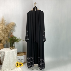 1423+1424+1431 #   Abaya noire de luxe avec des motifs scintillants et des strass, design populaire pour femmes musulmanes, abaya de Dubaï - Product Image 6