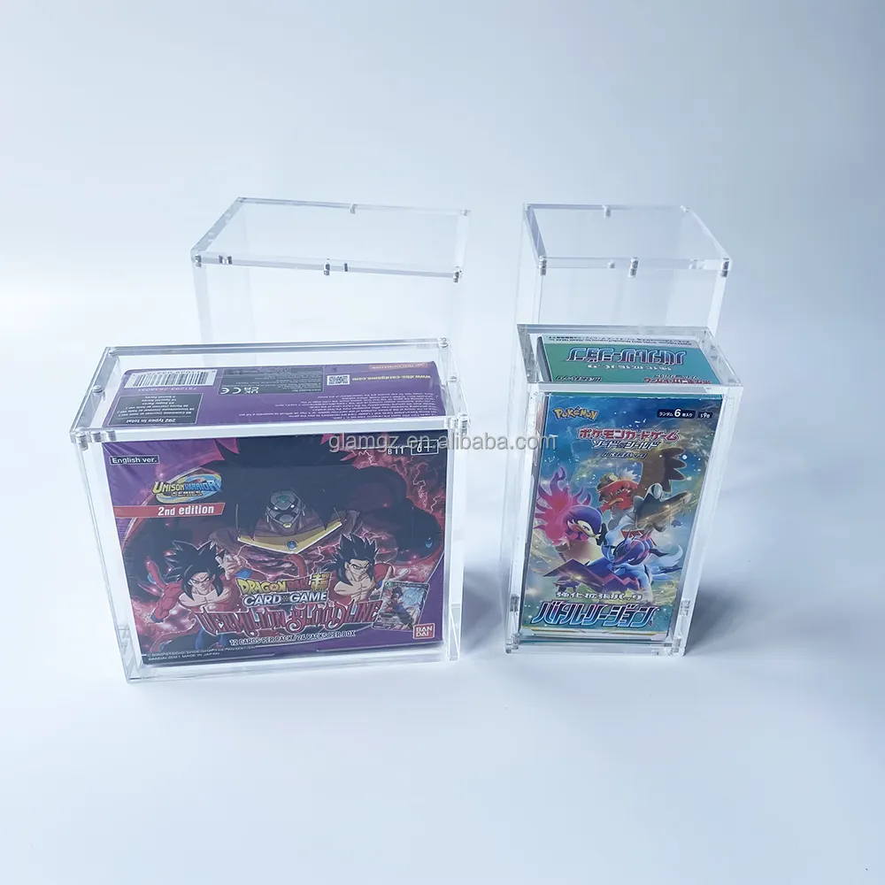 Pellicola protettiva per carte collezionabili in Plexiglass personalizzata di lusso in acrilico pokemon booster pack con coperchio magnetico