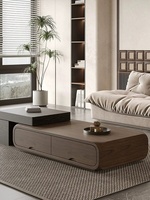 Table basse en bois massif couleur noyer pour salon, petit appartement, style moderne, simple, vintage, Wabi-Sabi, meuble TV