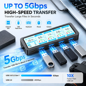Hub USB de 4 puertos con pantalla, base de expansión USB 3.0 para computadora portátil y de escritorio. - Product Image 4