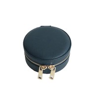 Boîte de rangement ronde en cuir PU avec fermeture éclair personnalisée pour bijoux, trousse de toilette végane, organiseur de maquillage, sac cosmétique portable – Vente en gros