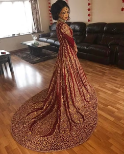 Exclusivo vestido de novia indio y pakistaní hasta el suelo 2019 con bordado Zardozi pesado Long Trail - Product Image 5