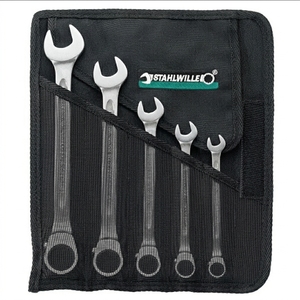 Stahlwille 5-teiliger Wendbarer Ratschenschlüsselsatz Verchromt Rutschfester Griff 8-19mm 15 Offset-Maulschlüssel OEM - Product Image 1
