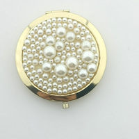 Mini miroir de maquillage bling double face personnalisé miroir de poche pour maquillage avec strass en cristal