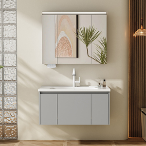Mobile Bagno Sospeso di Alta Qualità con Lavabo e Specchio LED Integrato - Mobiletto da Bagno Sospeso - Product Image 1