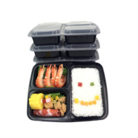Boîte à lunch Bento durable à 3 compartiments Contenants de préparation de repas réutilisables en plastique sans BPA