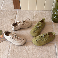 Chaussures plates en daim pour enfants, style vintage, printemps-automne, couleur unie, style ballerine, chaussures décontractées pour filles et garçons