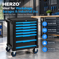 Chariot à outils roulant HERZO à 7 tiroirs, 730x460x965mm, armoire à outils robuste verrouillable pour la réparation automobile, le garage et l'atelier