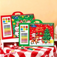 Tragbares Weihnachts-Kunstset Lehrreiches DIY-Graffiti-Malbuch mit Papier Perfektes Geschenk Andere Kunstbedarfsartikel