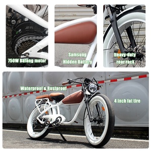 Bici Elettrica Chopper Vintage E-Chopper 48V 750W con Ruota Larga Bicicletta Elettrica Retrò City Bike per Adulti - Product Image 3