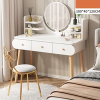 Table de toilette moderne et simple avec miroir 3 couleurs, table de maquillage en bois pour chambre à coucher avec tiroirs, commode, petite table de rangement pour appartement