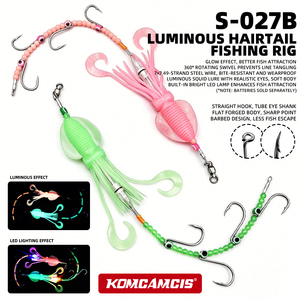 Equipo <span class=keywords><strong>de</strong></span> Pesca Luminoso OEM S-027B con Señuelos <span class=keywords><strong>de</strong></span> Calamar que Brillan en la Oscuridad, Cuentas Luminosas e Iluminación LED Integrada - Product Image 2