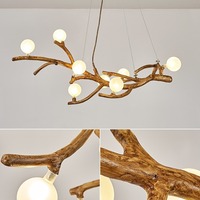 Lustre en résine 220V 3500K blanc chaud pour salon, salons de thé et restaurants - Design inspiré des branches, style zen japonais Wabi-Sabi