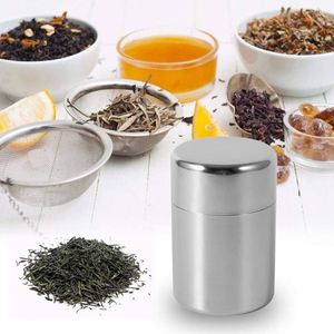 Round Tea Tin Can with Inner Lid Double Lid Tea Can Stainless Steel Tea Caddy Canister - Product Image 4