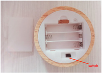 Lampe de nuit 3D en cristal avec base en bois ronde, support de base en bois, petite lampe de nuit à piles, RGB 8 cm 10 cm
