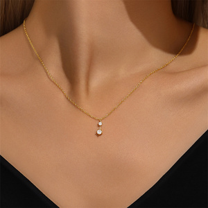 Collar de Plata de Ley 925 con Diseño Simple de Estrella, Luna y Agua para Mujer - Product Image 3