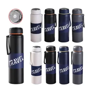 800ml 1000ml Outdoor Sports Travel Large Capacity Vacuum Insulated Thermal Portable Flask With Silicone Handle And Tea Infuser