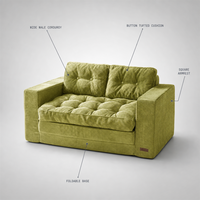 Olivgrünes Cord-Schlafsofa, faltbare Bodenliege, getuftete Couch für das Wohnzimmer, Großhandel ab Werk