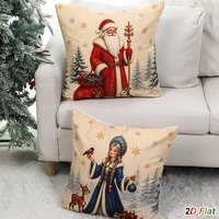 Housses de coussin de Noël, motifs Père Noël, bonhomme de neige, sapin, housses de coussin décoratives rustiques pour Noël, pour canapé, décoration de la maison