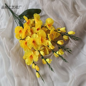 Lot de 5 grandes fleurs artificielles de gladiolus en soie, couleurs printanières, pour <span class=keywords><strong>d</strong></span>écoration maison et hôtel, moulage par injection gaufré, vente en gros - Product Image 3