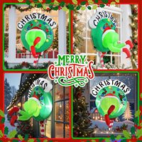Guirlande gonflable de Noël verte de 3,5 pieds avec monstre Grinch et lumières LED intégrées pour la décoration extérieure des fenêtres et des jardins