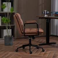 Chaise de bureau ergonomique moderne à vendre, fauteuil inclinable en cuir PU, roulettes pivotantes, hauteur réglable, dossier capitonné, accoudoirs fixes