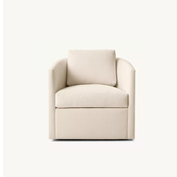 Fauteuil pivotant confortable en tissu crème, style moderne et minimaliste, dossier tonneau, fauteuil club de luxe, canapé individuel pour boutique et bureau