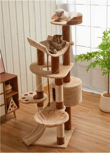 หอคอยแมว<span class=keywords><strong>57</strong></span>นิ้วหรูหราสำหรับแมวในบ้านคอน<span class=keywords><strong>โด</strong></span>แมวทำจากผ้ากำมะหยี่มีหลายระดับพร้อมด้วยรอยขีดข่วนเสาเปลญวนสไตล์โมเดิร์นคลาสสิก - Product Image 6