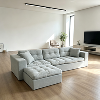 Canapé modulaire en L avec chaise longue, ensemble moderne en tissu capitonné, léger, flexible et convertible, sans assemblage, pour salon