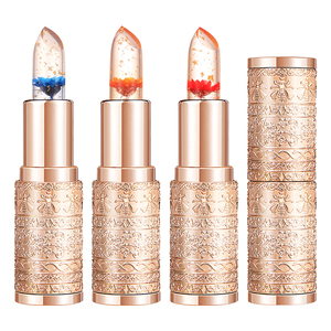Vente en gros OEM <span class=keywords><strong>rouge</strong></span> à lèvres 3 couleurs cristal fleur gelée baume à lèvres feuille d'or PH sensible à la température tasse antiadhésive étiquetage personnalisé - Product Image 1