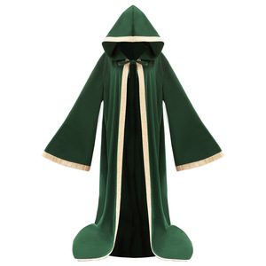 Capa de Mago con Capucha Multicolor, Borde de Terciopelo Dorado, Capa Medieval Gótica con Capucha, Disfraz de Halloween de <span class=keywords><strong>Anime</strong></span>, Dios de la Muerte, Wicca, Ritual - Product Image 5