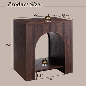 <span class=keywords><strong>Table</strong></span> <span class=keywords><strong>de</strong></span> <span class=keywords><strong>chevet</strong></span> moderne en forme d'arche avec station <span class=keywords><strong>de</strong></span> charge et étagère ouverte pour chambre à coucher et salon - Product Image 5