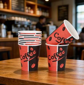 Gobelets en papier de qualité alimentaire pour emporter, 8oz 10oz, recyclables, jetables, pour café chaud, avec logo personnalisé, pour café à emporter - Product Image 1