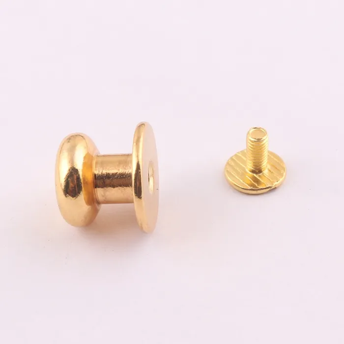 12mm gold solid brass screw back button stud Chicago screw stud rivet