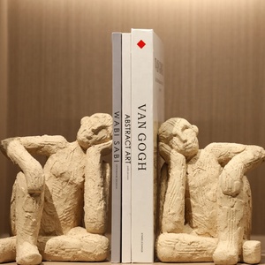 Flolenco decorazione per la casa <span class=keywords><strong>libro</strong></span> di cemento termina pensatore figurina ornamenti da libreria piccolo cemento scultura umana reggilibri - Product Image 4