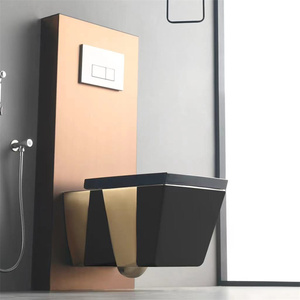 Toilette intelligente entièrement automatique de style occidental, avec couvercle en plaqué or, facile à utiliser, toilettes murales de la salle de bains - Product Image 5