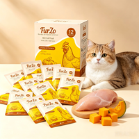 Nourriture humide pour chats FurZo au poulet et à la citrouille - Sans céréales, riche en protéines, pour le développement musculaire, la santé de la peau et de l'appareil digestif, sachets de 85 g, 12 sachets/boîte
