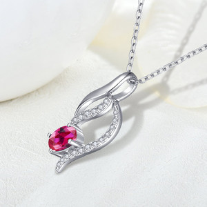 Collana da sposa rubino 925 argento sterling collana di fidanzamento zircone ciondolo infinita collana di gioielli - Product Image 3