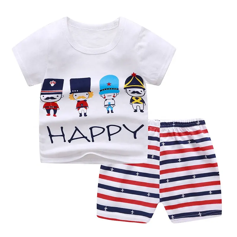 T-shirt a maniche corte per bambini di 1-4 anni pantaloncini a maniche corte in cotone tessuto per neonati