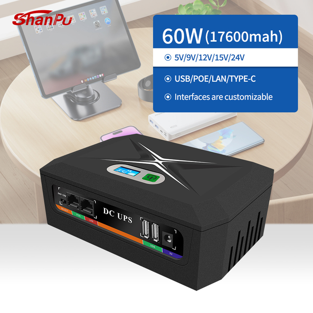 Multifunction Poe Ups Dc Ups 17600mAh/20800mAh/48000mah Inbuilt Lithium Battery Mini Ups for Wifi Router