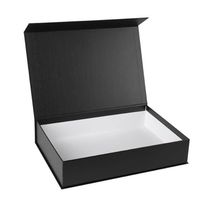 Boîte cadeau personnalisée pliable en carton rigide noir de luxe avec gaufrage et revêtement UV recyclable