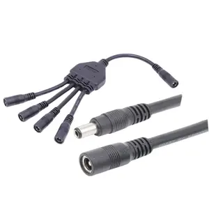 AOHUA DC 1 To 4 Power Splitter Adapter Cable Power Male Female Connector For CCTV Camera LED Power System 5.5X2.1mm 5.5X2.1mm