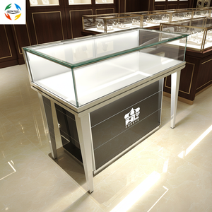 Vitrine en verre professionnelle haut de gamme pour <span class=keywords><strong>bijoux</strong></span>, avec comptoirs de magasin, armoires, <span class=keywords><strong>porte</strong></span> coulissante supérieure et éclairage LED, pour l'aménagement intérieur de boutiques. - Product Image 1
