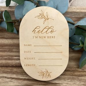 Benvenuto neonato in legno Baby Hospital Stats Sign annuncio di nascita - Product Image 4