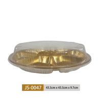 Plateau de service de luxe doré pour traiteur, en PET de qualité alimentaire, 7 compartiments, pour fruits, collations, fêtes, avec couvercle transparent
