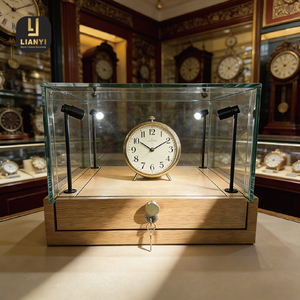 Vitrine en verre sans cadre avec éclairage LED et supports structurels presque invisibles créant un effet flottant pour les boutiques - Product Image 1