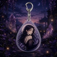 Porte-clés personnalisé en acrylique signe zodiacal Scorpion, forme goutte d'eau, design fille Scorpion, fermoir argenté, cadeau astrologique, vente en gros